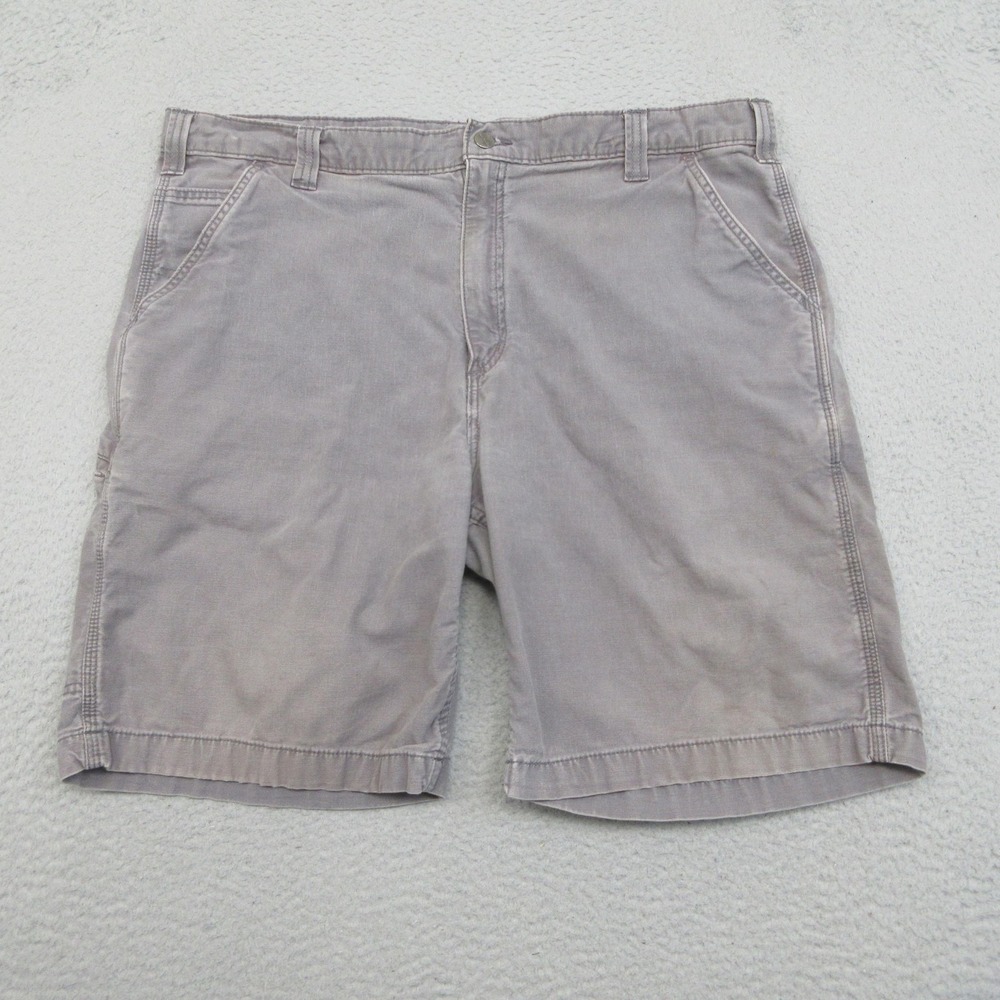 Carhartt Relaxed Fit Cargo Shorts Mens 40x10 Gray Canvas Work Utility Stretch